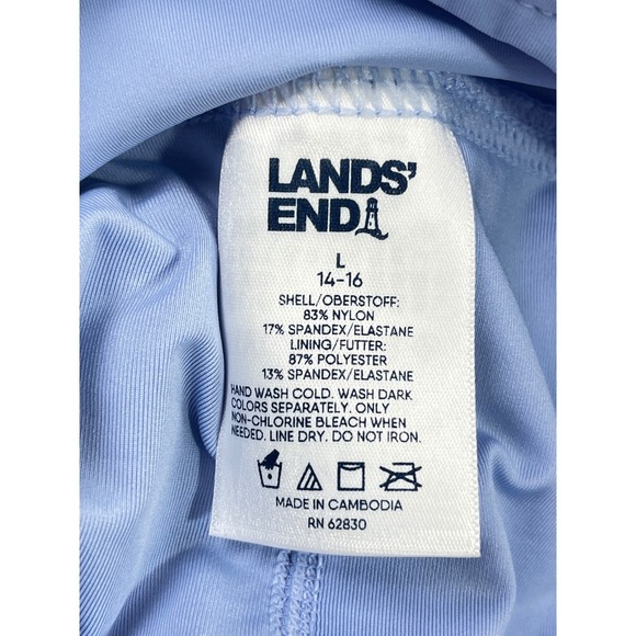 Lands End Tiered Ruffled Swim Skort Light Blue NWOT Size Large 14-16 Pockets - Picture 3 of 11